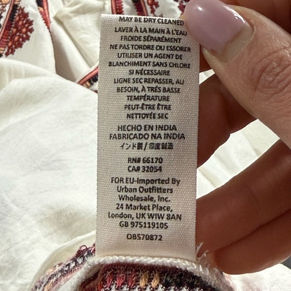 Free People Starlight Embroidered Mini Dress Tunic White and Red Bohemian Dress - Picture 7 of 12